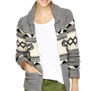 Aritzia TNA Grey Ivory Sea To Sky Zip Up Wool Cardigan Sweater NWT Fitted Medium
